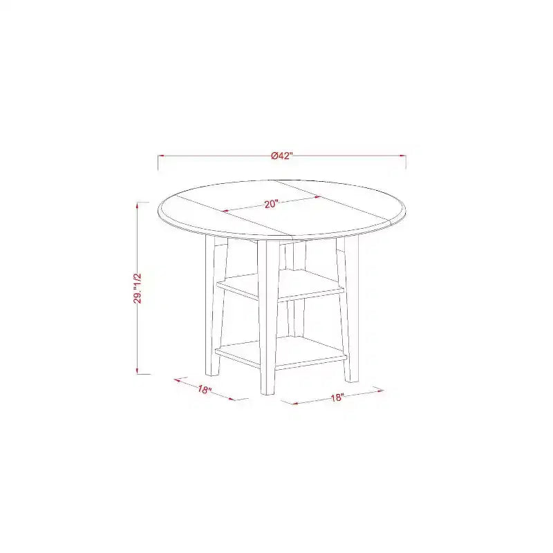 Salle à manger victorienne 5 pièces, table ronde et 4 chaises extensibles de 20 à 42 pouces