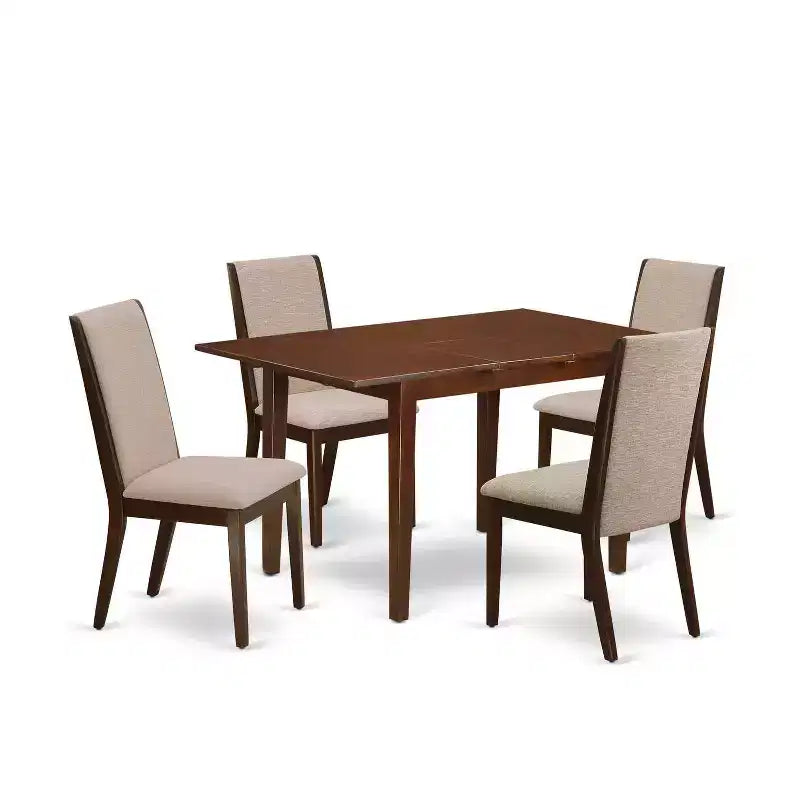 Kitchen Table Set 5 Piece - Dining Room Table with 4 Parsons Chairs - Solid Wood Frame & Butterfly Leaf