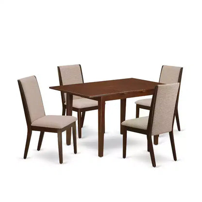 Kitchen Table Set 5 Piece - Dining Room Table with 4 Parsons Chairs - Solid Wood Frame & Butterfly Leaf