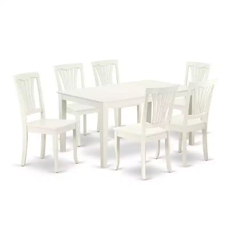 Rectangular Dining Set 7Pc Table & Chair Set - 60 Inch Table, Vertical Slatted Design