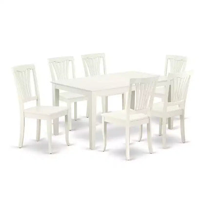 Rectangular Dining Set 7Pc Table & Chair Set - 60 Inch Table, Vertical Slatted Design