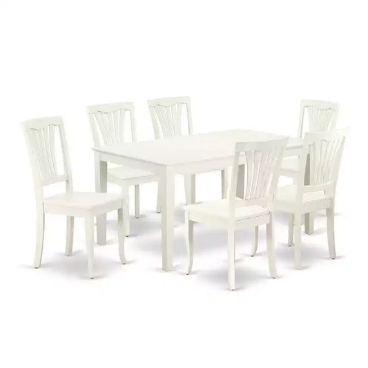 Rectangular Dining Set 7Pc Table & Chair Set - 60 Inch Table, Vertical Slatted Design
