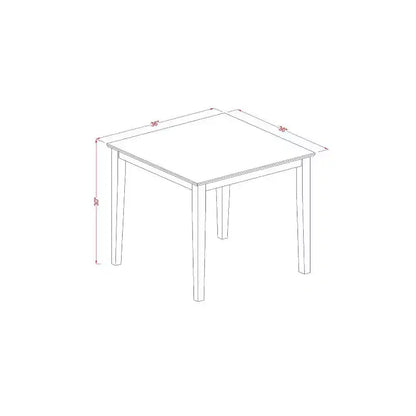 Ensemble de salle à manger 3 pièces avec plateau en bois massif carré et finition noyer antique