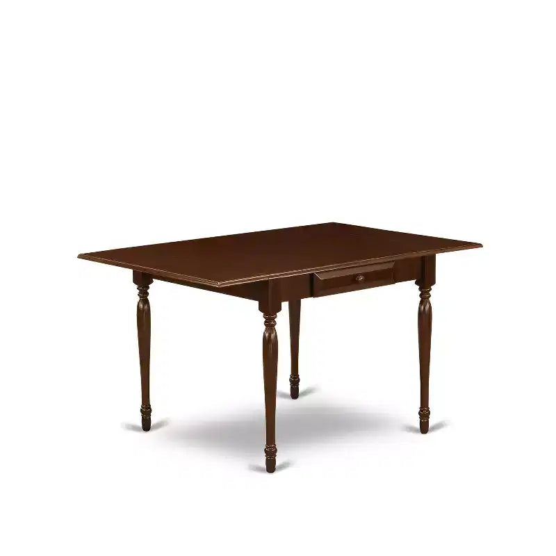 HomeStock 5-Pc Mahogany Finish Solid Wood Top - Rectangular Dining Room Set with Dropleaf - Seats 4