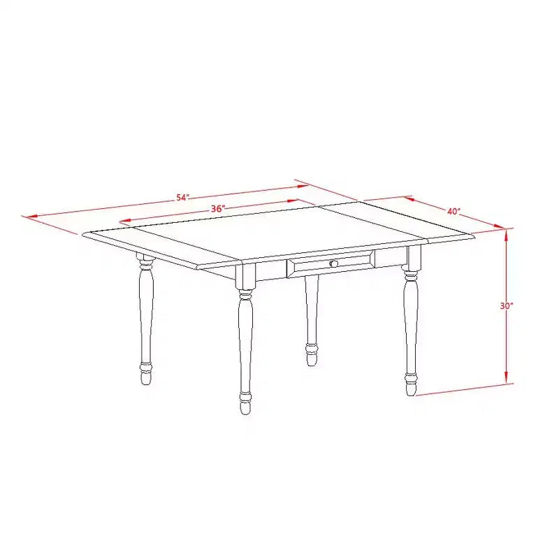 HomeStock Table de salle à manger rectangulaire 5 pièces en bois massif finition acajou avec rallonge abattante - 4 places