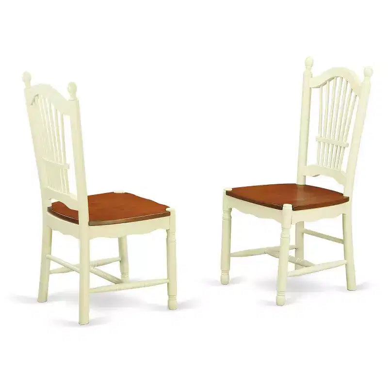 Ensemble de table à manger HomeStock 3 pièces, dessus en bois massif, finition crème et cerisier