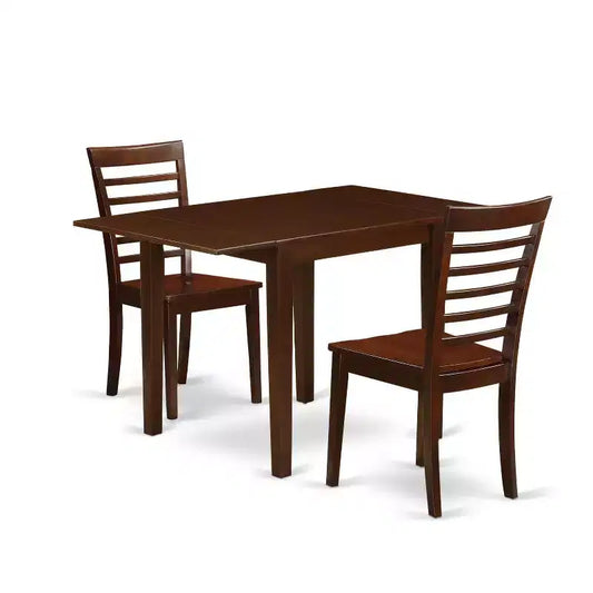 HomeStock 3-Pc Mahogany Finish Solid Wood Top Dining Table Set