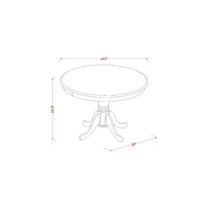 Ensemble de salle à manger rond 3 pièces HomeStock en bois massif couleur crème et cerisier – 4 places