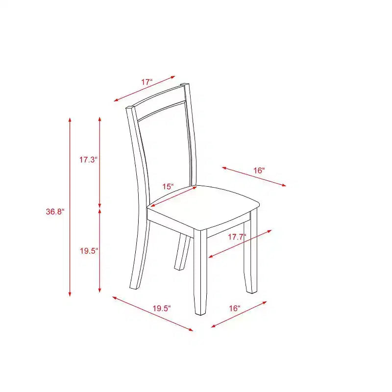 Table de salle à manger HomeStock 5 pièces, dessus en bois massif, fini jacobéen vieilli, avec 4 chaises Parsons