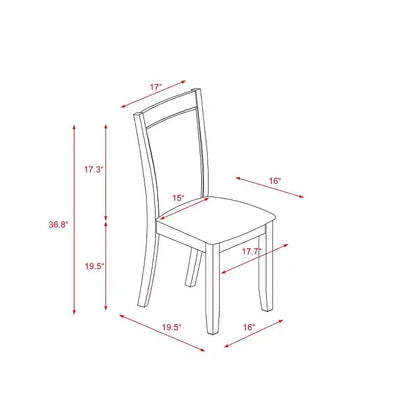 Table de salle à manger HomeStock 5 pièces, dessus en bois massif, fini jacobéen vieilli, avec 4 chaises Parsons