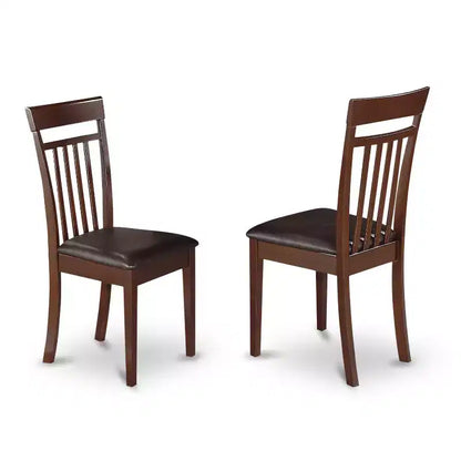 Table à manger rectangulaire 7 pièces HomeStock avec plateau en bois massif finition cappuccino et 6 chaises