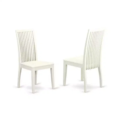 Table à manger HomeStock 5 pièces rectangulaire avec plateau en bois massif finition lin blanc, 2 bancs et 2 chaises