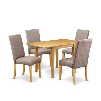HomeStock 5-Pc Natural Oak Finish Solid Wood Top - Dining Room Set - Seats 4