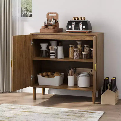 GDFStudio Cheryiie Buffet moderne avec portes à rainures et étagères réglables