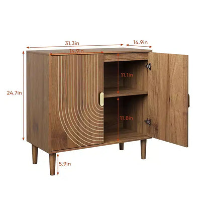 GDFStudio Cheryiie Buffet moderne avec portes à rainures et étagères réglables