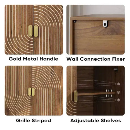 GDFStudio Cheryiie Buffet moderne avec portes à rainures et étagères réglables