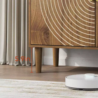 GDFStudio Cheryiie Buffet moderne avec portes à rainures et étagères réglables