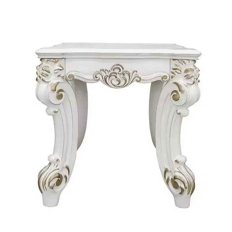 Table d'appoint Royal Hampton avec plateau en marbre et pieds en métal style épingle à cheveux, blanc et noir