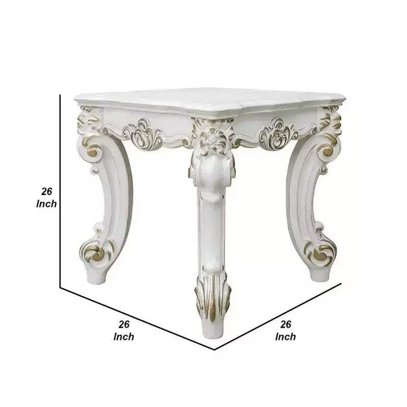 Table d'appoint Royal Hampton avec plateau en marbre et pieds en métal style épingle à cheveux, blanc et noir