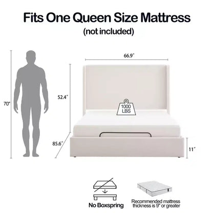Lit moderne Delara de taille Queen en chenille, de marque Christopher Knight Home, avec base réglable en ensemble.