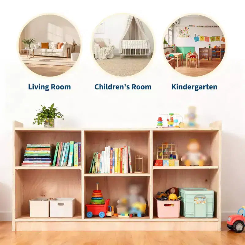 Bibliothèque 6 Cubes en Bois, Étagère Multi-rangements pour Enfants, pour Livres et Jouets, Bibliothèque Ouverte à 2 Niveaux en Bois, Meuble de Rangement sur Pied pour Maison, Crèche
