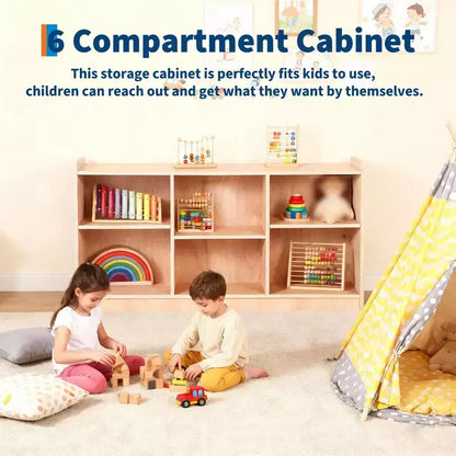 Bibliothèque 6 Cubes en Bois, Étagère Multi-rangements pour Enfants, pour Livres et Jouets, Bibliothèque Ouverte à 2 Niveaux en Bois, Meuble de Rangement sur Pied pour Maison, Crèche