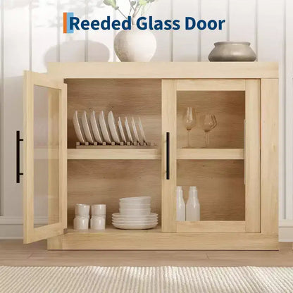 Bahut de 179,8 cm avec 4 portes, buffet moderne de style rustique avec rangements, console multimédia en bois pour le salon et la cuisine