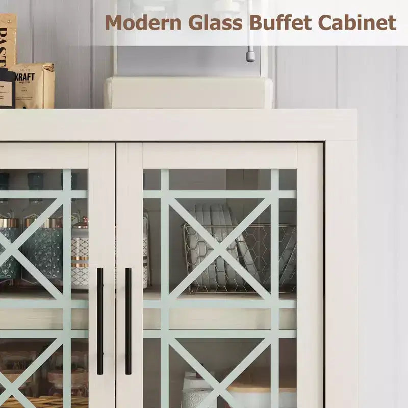 Bahut de 179,8 cm avec 4 portes, buffet moderne de style rustique avec rangements, console multimédia en bois pour le salon et la cuisine