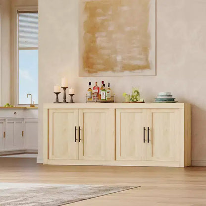Bahut de 179,8 cm avec 4 portes, buffet moderne de style rustique avec rangements, console multimédia en bois pour le salon et la cuisine