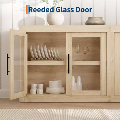 Bahut de 179,8 cm avec 4 portes, buffet moderne de style rustique avec rangements, console multimédia en bois pour le salon et la cuisine