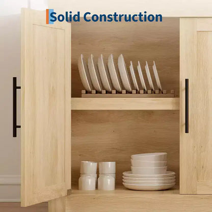 Bahut de 179,8 cm avec 4 portes, buffet moderne de style rustique avec rangements, console multimédia en bois pour le salon et la cuisine