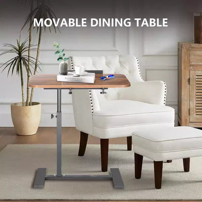 Bureau debout à hauteur réglable avec roulettes dissimulées, table d'appoint pour ordinateur avec plateau divisé inclinable pour bureau, canapé, lit médicalisé