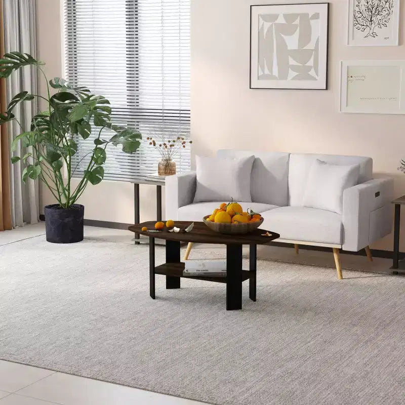 Table Basse HOMLUX à 2 Niveaux, Table Basse Moderne avec Étagère Ouverte de Rangement pour Salon