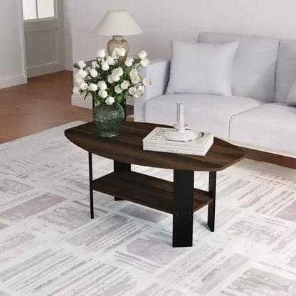 Table Basse HOMLUX à 2 Niveaux, Table Basse Moderne avec Étagère Ouverte de Rangement pour Salon