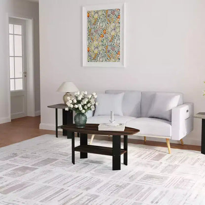 Table Basse HOMLUX à 2 Niveaux, Table Basse Moderne avec Étagère Ouverte de Rangement pour Salon