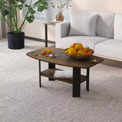 Table Basse HOMLUX à 2 Niveaux, Table Basse Moderne avec Étagère Ouverte de Rangement pour Salon