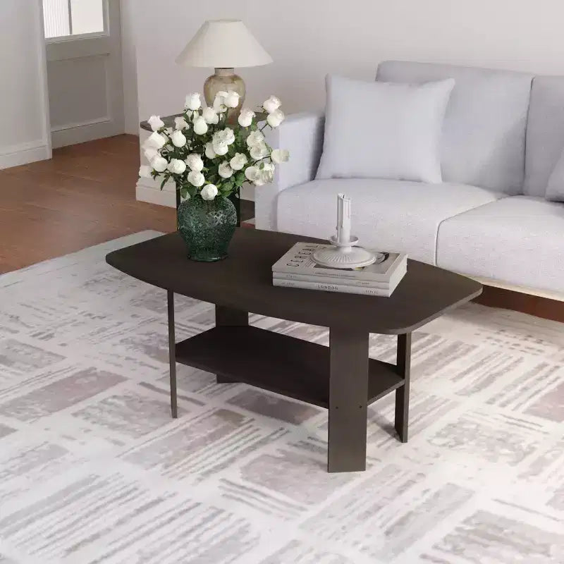 Table Basse HOMLUX à 2 Niveaux, Table Basse Moderne avec Étagère Ouverte de Rangement pour Salon