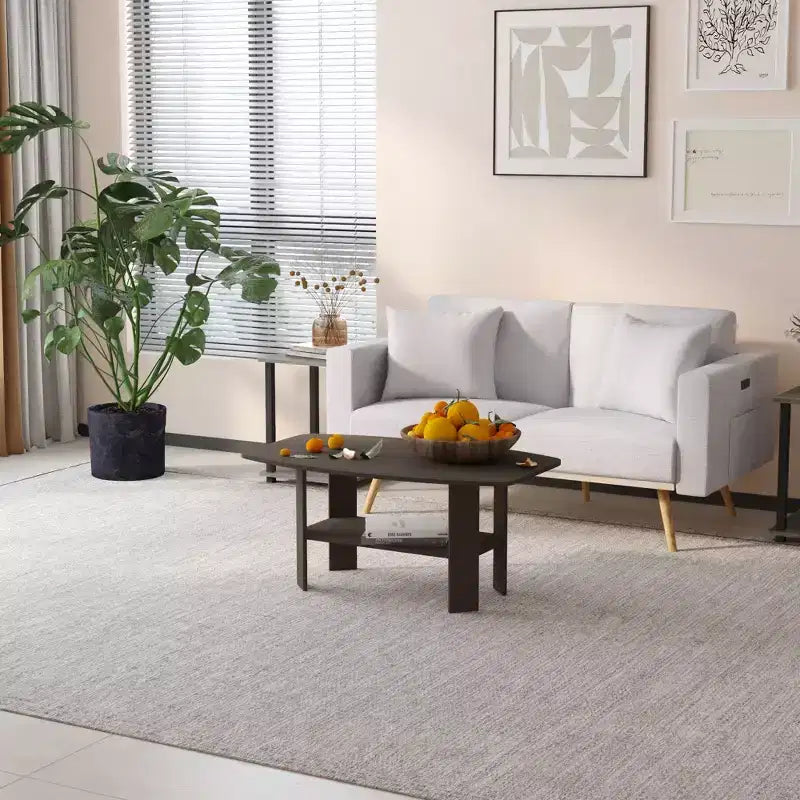 Table Basse HOMLUX à 2 Niveaux, Table Basse Moderne avec Étagère Ouverte de Rangement pour Salon