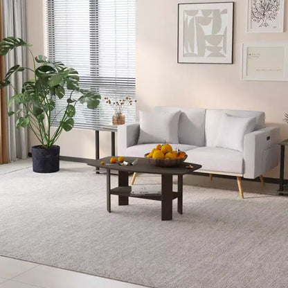 Table Basse HOMLUX à 2 Niveaux, Table Basse Moderne avec Étagère Ouverte de Rangement pour Salon