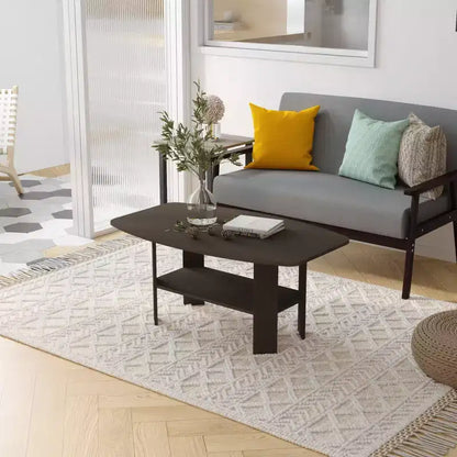 Table Basse HOMLUX à 2 Niveaux, Table Basse Moderne avec Étagère Ouverte de Rangement pour Salon