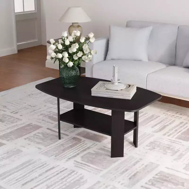Table Basse HOMLUX à 2 Niveaux, Table Basse Moderne avec Étagère Ouverte de Rangement pour Salon