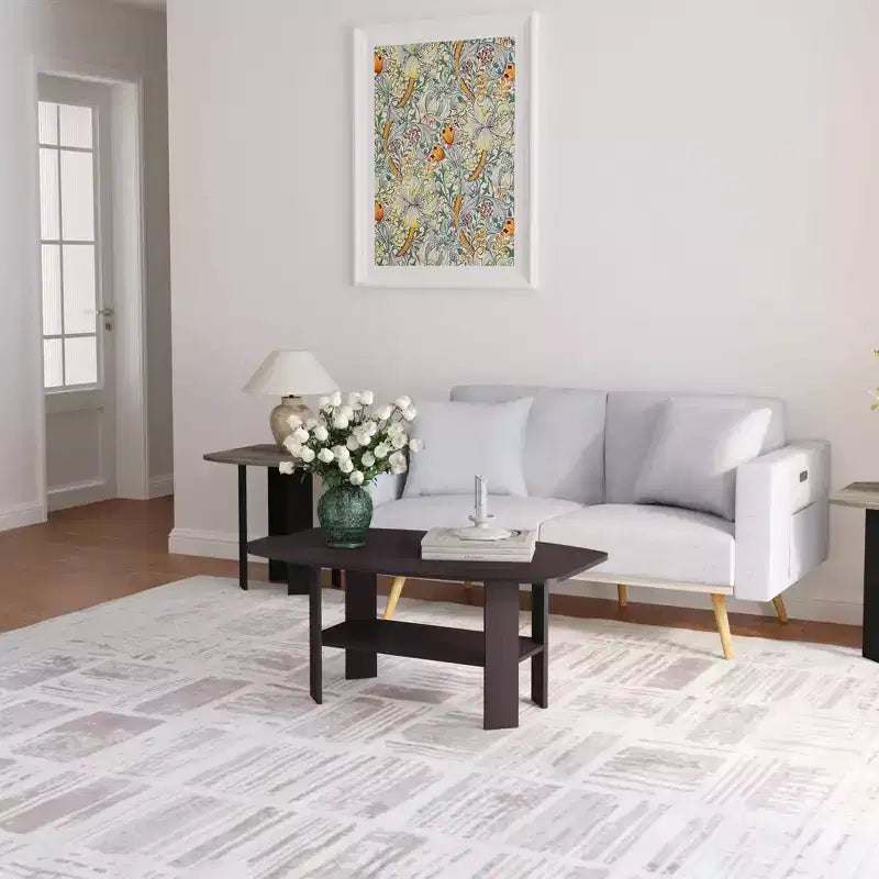 Table Basse HOMLUX à 2 Niveaux, Table Basse Moderne avec Étagère Ouverte de Rangement pour Salon