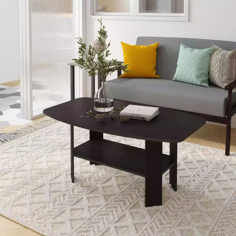Table Basse HOMLUX à 2 Niveaux, Table Basse Moderne avec Étagère Ouverte de Rangement pour Salon
