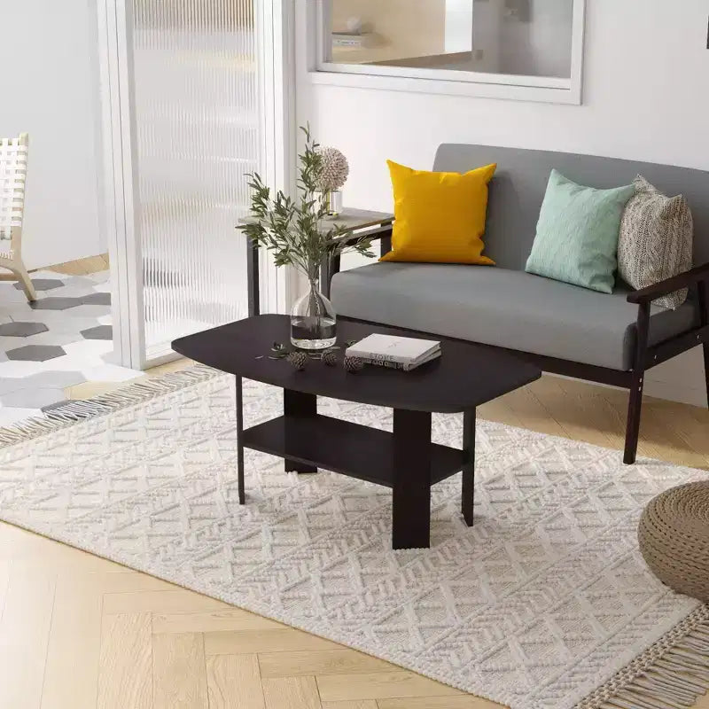 Table Basse HOMLUX à 2 Niveaux, Table Basse Moderne avec Étagère Ouverte de Rangement pour Salon
