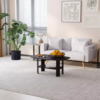 Table Basse HOMLUX à 2 Niveaux, Table Basse Moderne avec Étagère Ouverte de Rangement pour Salon