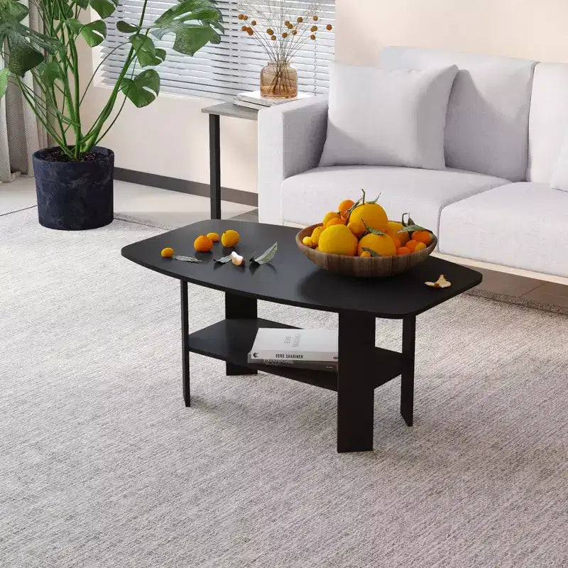 Table Basse HOMLUX à 2 Niveaux, Table Basse Moderne avec Étagère Ouverte de Rangement pour Salon