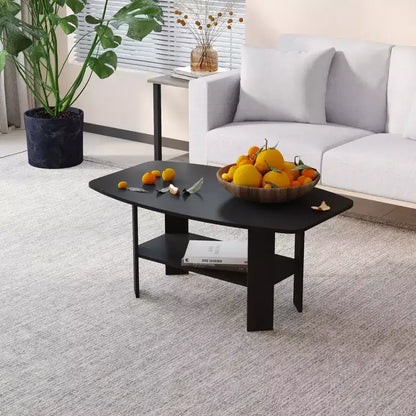 Table Basse HOMLUX à 2 Niveaux, Table Basse Moderne avec Étagère Ouverte de Rangement pour Salon