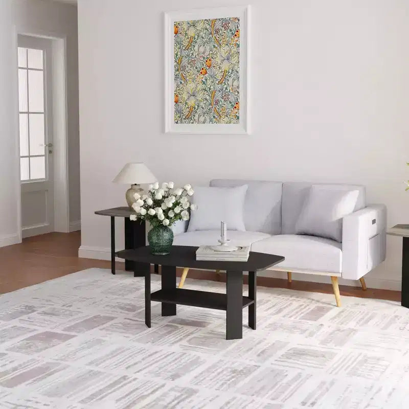 Table Basse HOMLUX à 2 Niveaux, Table Basse Moderne avec Étagère Ouverte de Rangement pour Salon