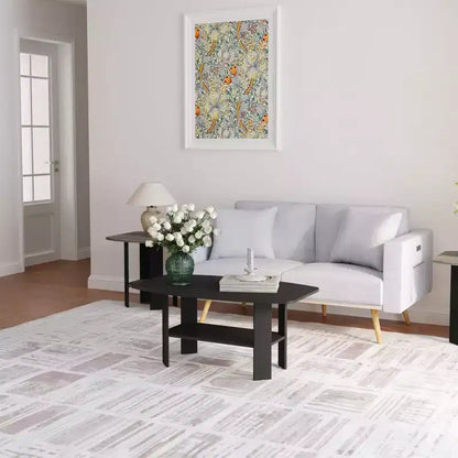 Table Basse HOMLUX à 2 Niveaux, Table Basse Moderne avec Étagère Ouverte de Rangement pour Salon