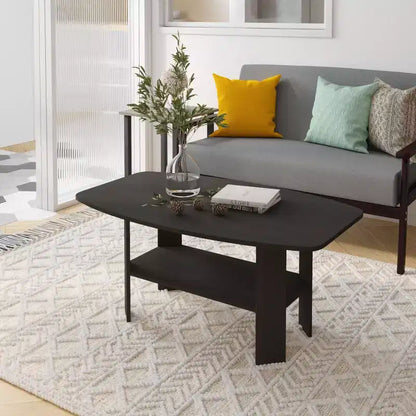 Table Basse HOMLUX à 2 Niveaux, Table Basse Moderne avec Étagère Ouverte de Rangement pour Salon
